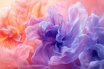 Colorful fabric flowers in soft pastels create a dreamy, ethereal atmosphere in a serene setting
