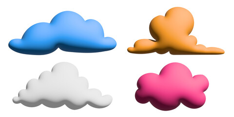 set of 3d colorful clouds