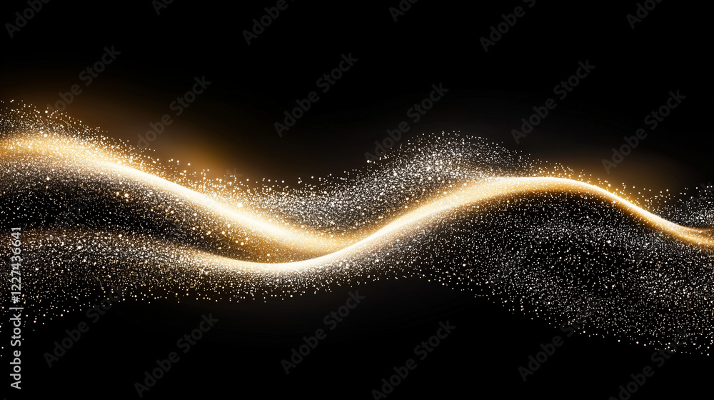 Aufkleber elegant abstract golden wave composed of shimmering particles on a black background. luxurious dynam
