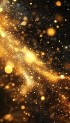 Fototapeta premium Golden Bokeh Lights On Dark Background Abstract Festive Holiday Background, Magazine Quality