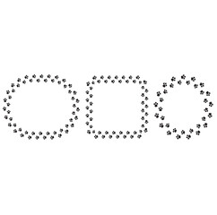   Cute animal paw print frame with copy space. Animal pet dog paw prints border template set. Vector illustration
