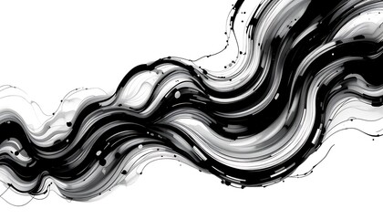 Abstract Black And White Swirling Wave Design
