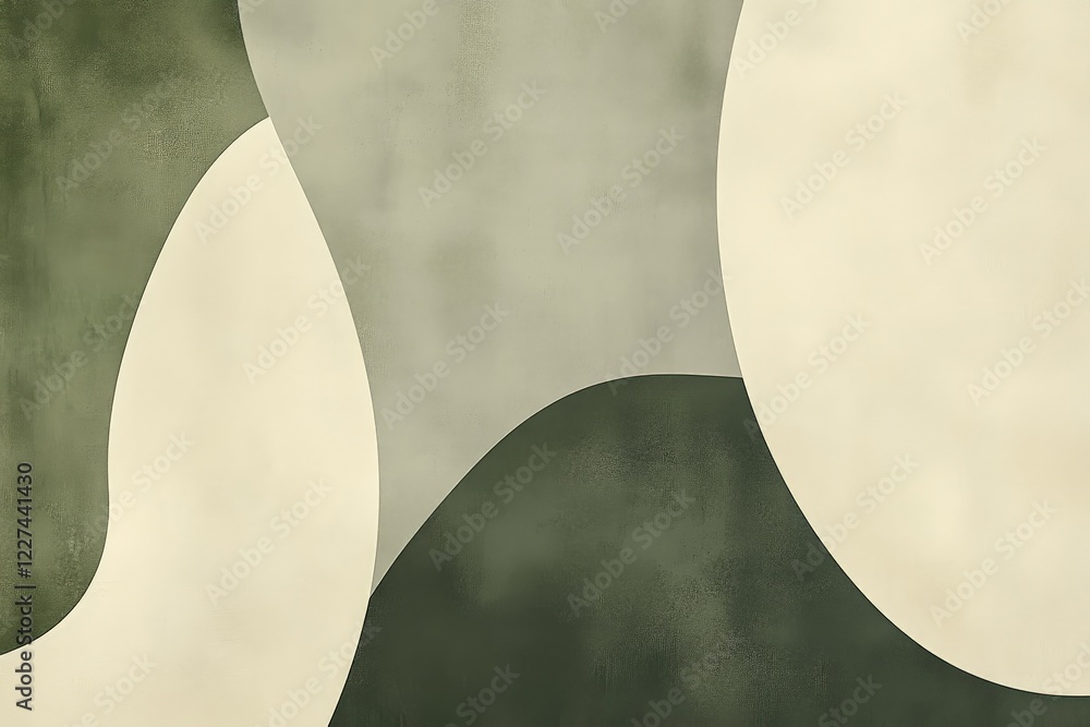 Fototapete abstract geometric design featuring soft shapes in muted tones on a textured background