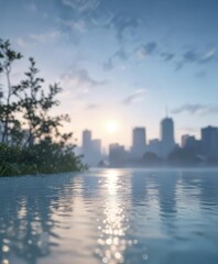 Obraz premium Soft morning sky with soft light blue background and a bokeh effect, soft focus, bokeh