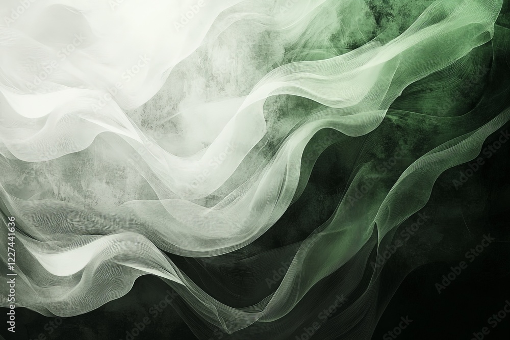 Aufkleber soft green and white waves blend together in an abstract design that conveys tranquility and calmnes