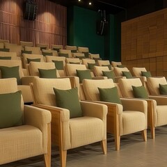 A modern theater seating area with elegant designed chairs.