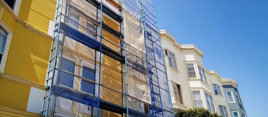 Urban Renewal: Scaffolding on Vibrant Buildings