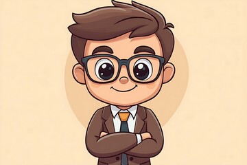 Businessman Avatar Clipart Successful Manager, Brown Hair