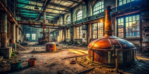Abandoned Brewery: Rusty Mixer & Glass Tubes, Urban Exploration Photography