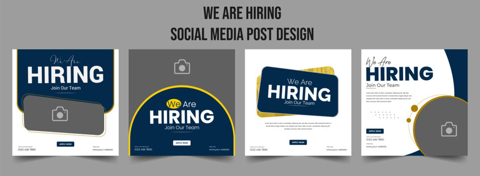 We are hiring job vacancy social media post banner design template with red color. We are hiring job vacancy square web banner design. Employee vacancy announcement. Illustration isolated