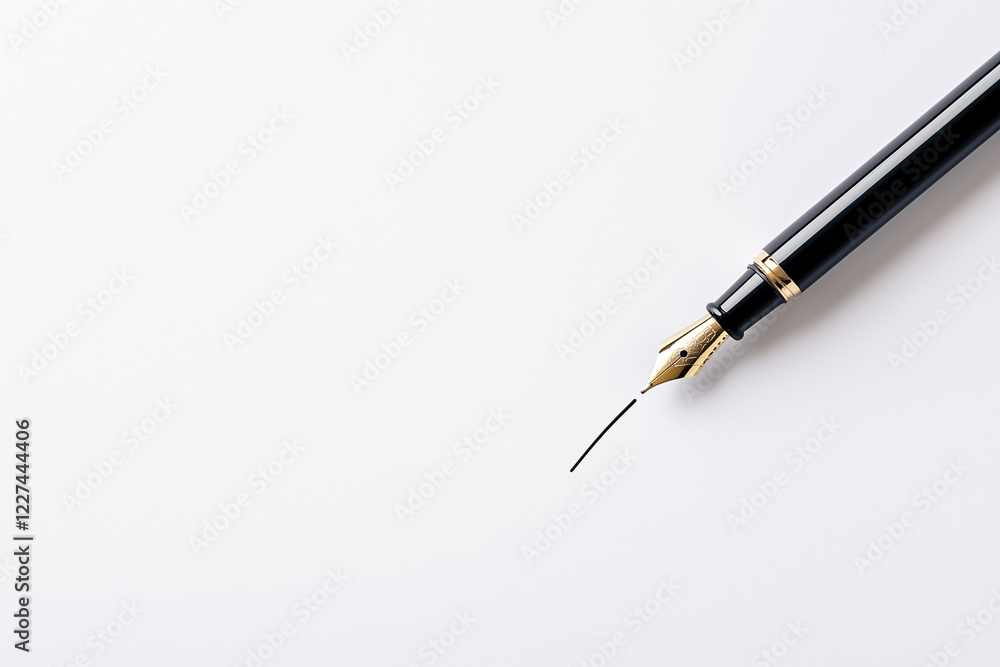 Poster a pen rests on a sheet of paper while a faint digital line seamlessly emerges from the pen tip, illu