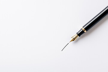 Naklejka premium A pen rests on a sheet of paper while a faint digital line seamlessly emerges from the pen tip, illustrating the conversion from analog writing to digital representation under soft midday light