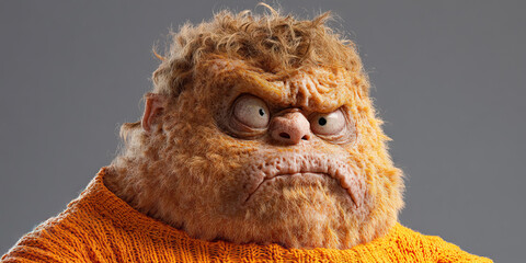 Digital Render of Furry Creature in Orange Sweater