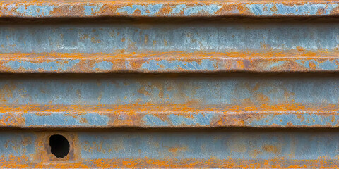 Corrugated Metal Surface with Rust and Hole