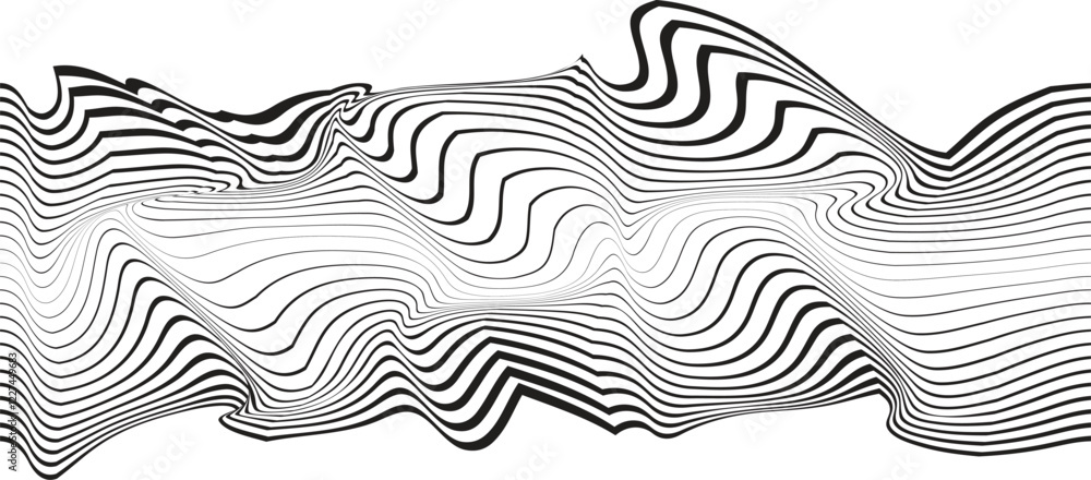 Poster abstract flow lines background . optical illusion art .fluid wavy shape .striped linear pattern . op
