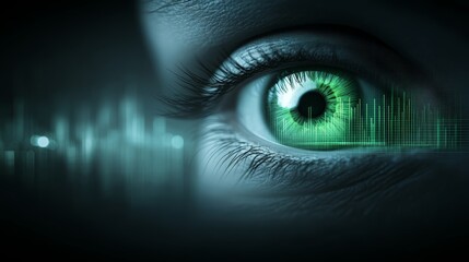 Captivating closeup an eye with mysterious green light