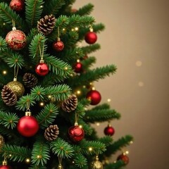Festive garland with ornaments and pinecones draped over a branch, garland, Christmas tree branches