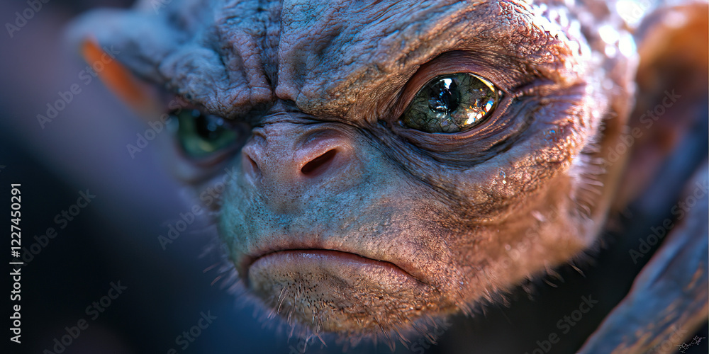 Poster digital rendering of a creature's face