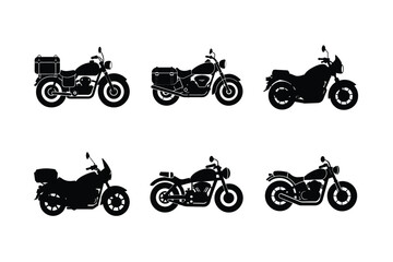 Obraz premium Motorcycle touring silhouette on white isolated background