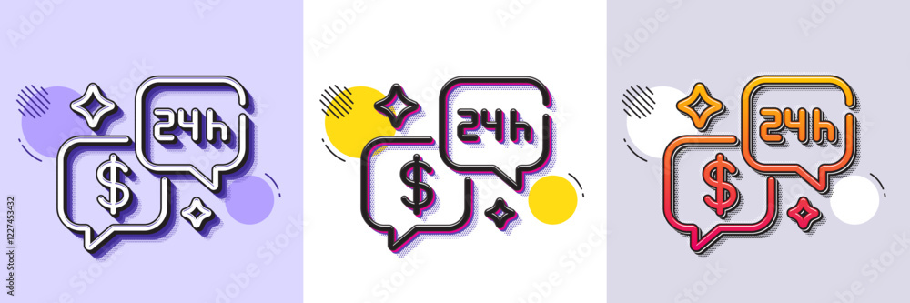 Poster consulting line icon. halftone dotted pattern. gradient icon with grain shadow. bank support sign. f