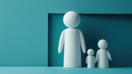 Family, unity, teal background, protection, home, illustration, website, banner