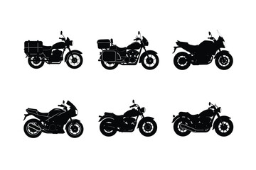 Classic touring bike silhouette on white isolated background