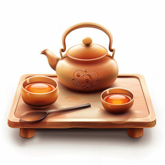 Glossy 3D Tea Ceremony Illustration