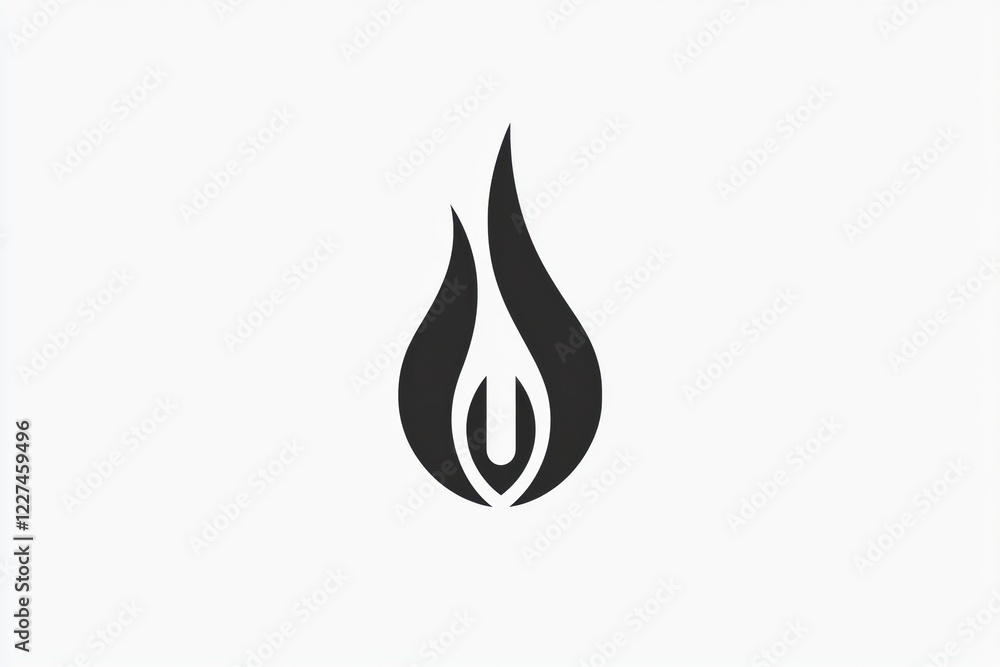 Leinwandbilder Creative flame icon design showcasing elegance and simplicity with a modern touch in black against a white background. Generative AI