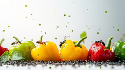 capsicum surrounded by a group of ants