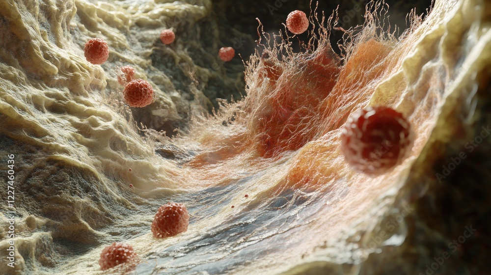 Aufkleber A 3D animation showing blood cells flowing through a vein, with dynamic movement and a clear view of the circulation process from multiple angles