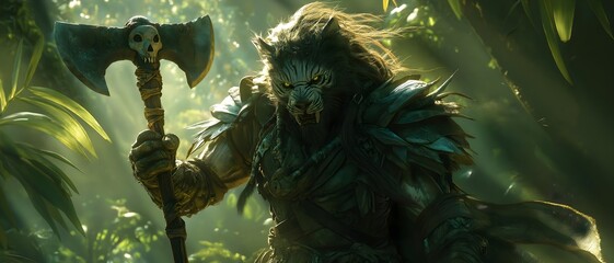 Warrior beast. Illustration On The Theme Of History. Films, Cinema. TV Series And Images. Generative AI 