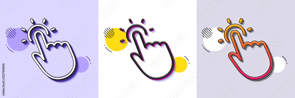 Poster touchpoint line icon. halftone dotted pattern. gradient icon with grain shadow. click here sign. tou
