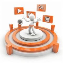 Modern 3D Video Conferencing Icon in Human's Hands