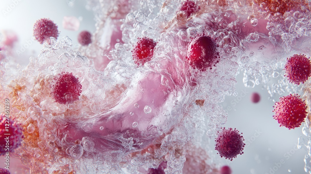 Aufkleber A 3D visual of blood cells moving through a vein, allowing the viewer to see the flow from different angles, highlighting the complexity of the circulatory system