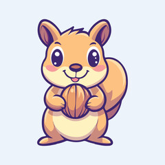 Naklejka premium Charming Cartoon Squirrel with Acorn vector illustration