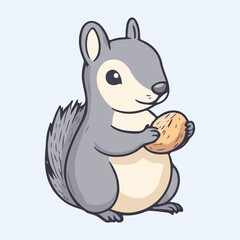 Naklejka premium Charming Cartoon Squirrel with Acorn vector illustration