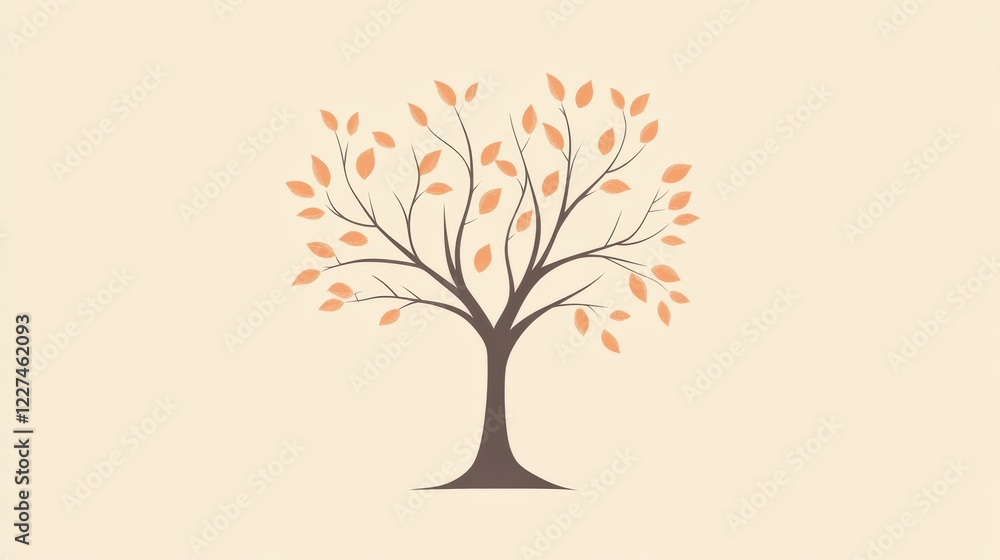 Poster tree icon featuring branches adorned with colorful leaves against a light background for nature them