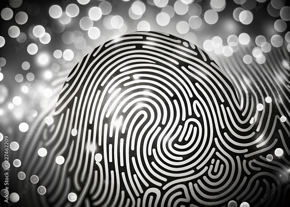 Poster abstract black and white wave maze pattern background banner with bokeh effect - stock photo