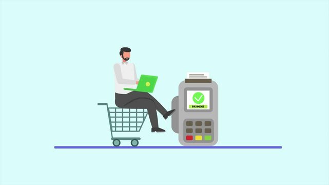 Animated video Payment activity concept. Full length animation illustration. High quality 4k footage.
