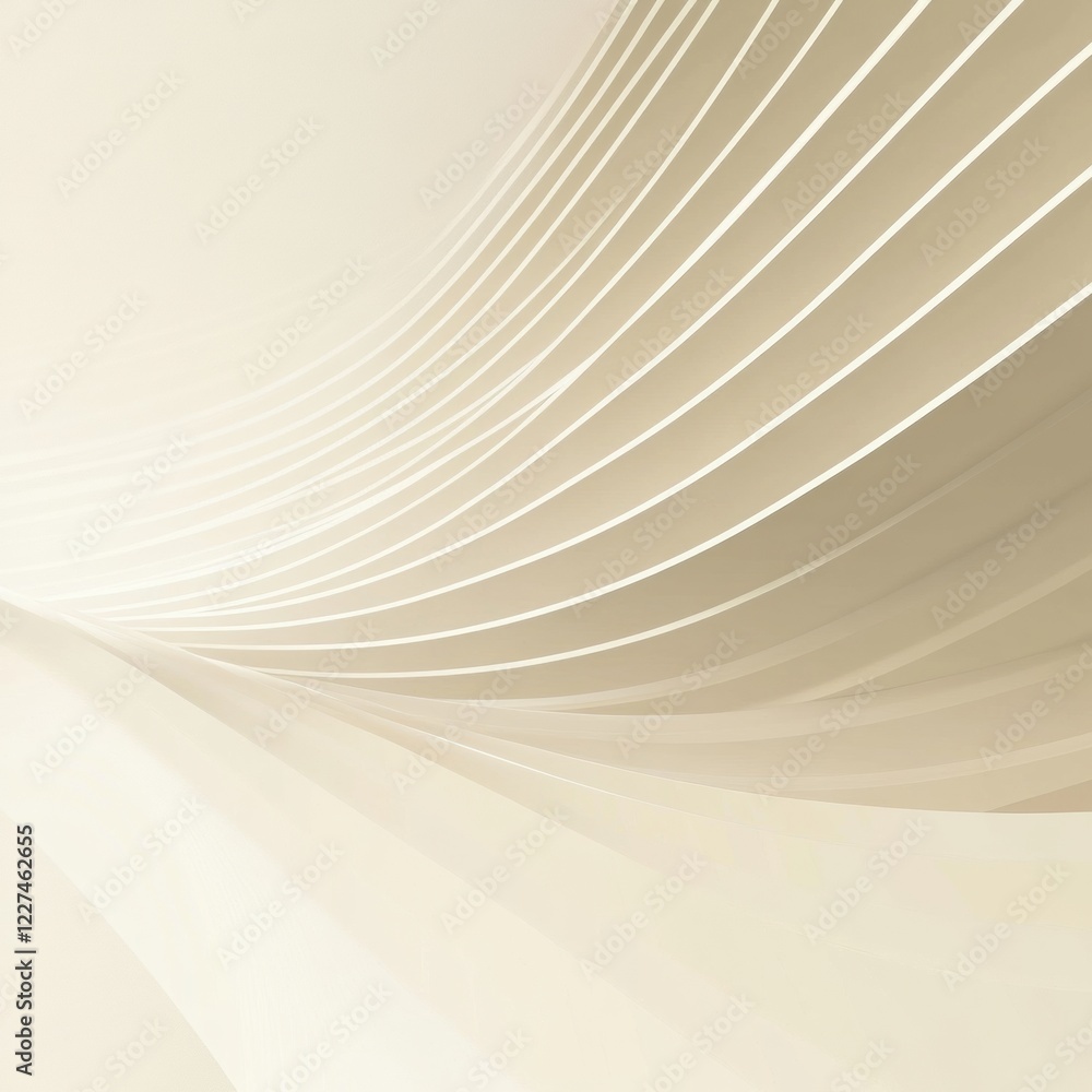 Poster Soft curves and lines create a calming atmosphere in a light beige space during a serene afternoon. Generative AI