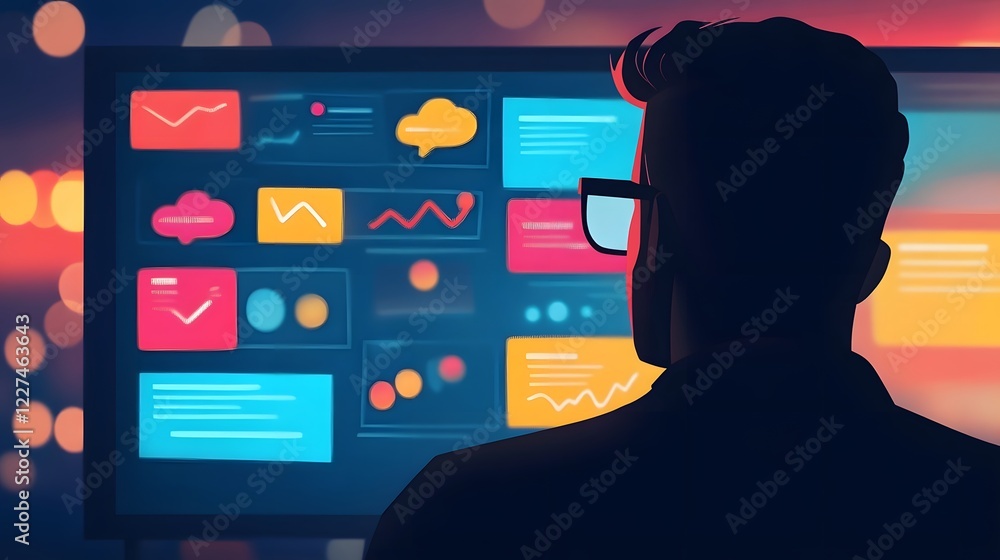 Poster marketers designing customer journey maps on interactive screens for streamlined experiences