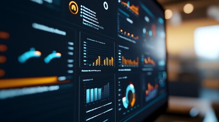 Fototapeta premium Real Time Marketing Dashboard Showcasing Customer Experience Metrics on Sleek Professional Screen