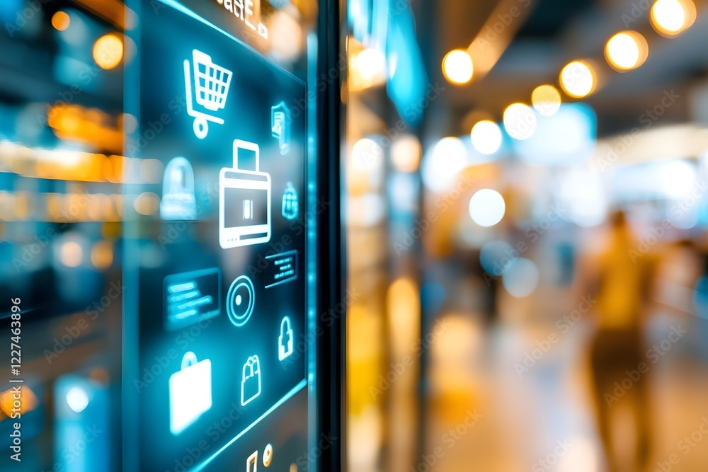 Poster smart retail store with digital dashboards tracking customer behavior and shopping patterns