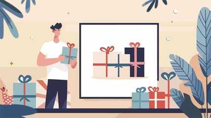 Celebratory Happy Birthday Gifts Animated Flat Vector