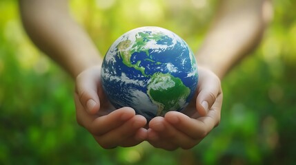 Hand holding Earth symbolizing environmental protection