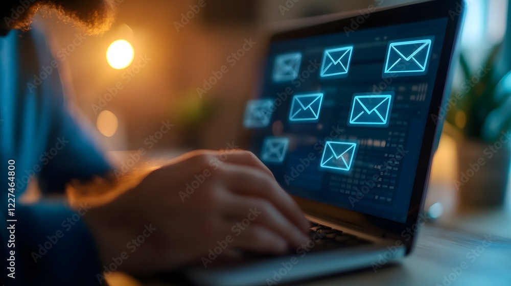 Poster digital marketer utilizing an ai powered tool for personalized email campaigns with analytical