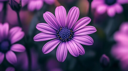 Fototapeta premium Beautiful purple daisy flower in full bloom