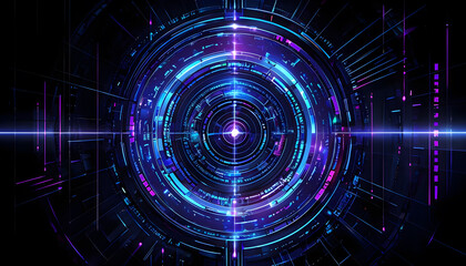 Fototapeta premium Abstract rendering of a high-tech tunnel with neon lights, creating a sense of movement in space and time.