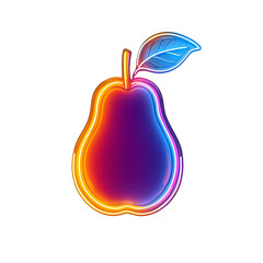 Obraz premium The vibrant and luminous neon pear sign on a plain white transparent background creates a striking and captivating visual effect. long_title:The