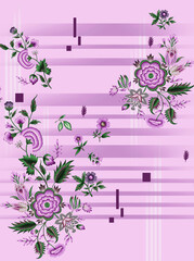 Sketched flower print in purple ~ seamless background